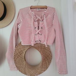 Mara Hoffman Red Stripe Terry Stripe Cover Up/ Rash Guard